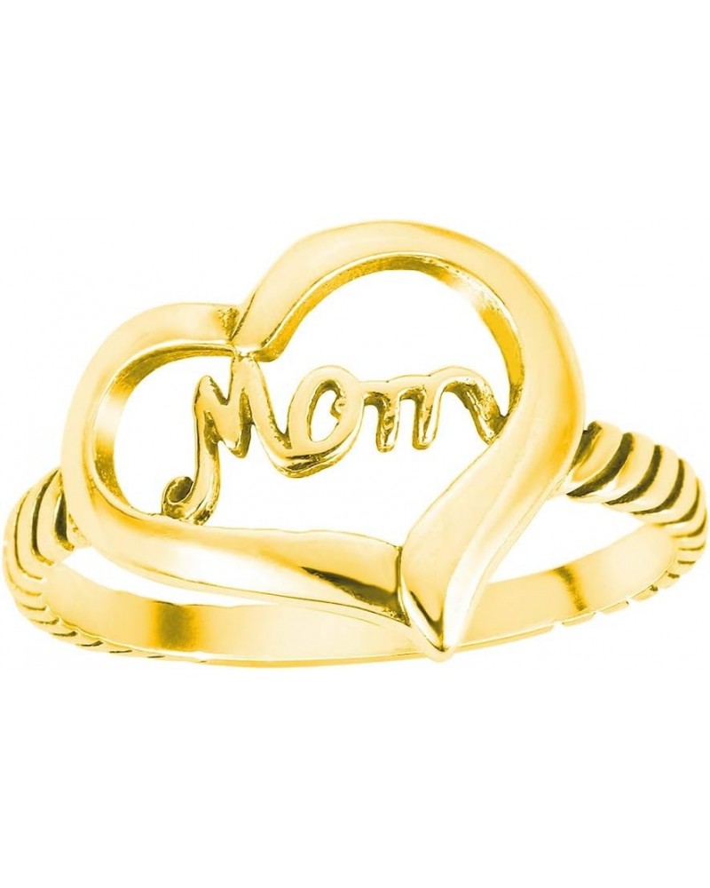 925 Sterling Silver Love of Mom Heart Ring (Sizes 4-13) Yellow Gold-Tone $10.80 Rings