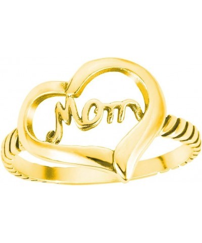 925 Sterling Silver Love of Mom Heart Ring (Sizes 4-13) Yellow Gold-Tone $10.80 Rings