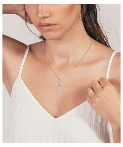 Infinity Heart Cross Necklace Sterling Silver Crucifix Pendant Gemstones Criss Jewelry for Women 05-emerald-May $24.20 Necklaces