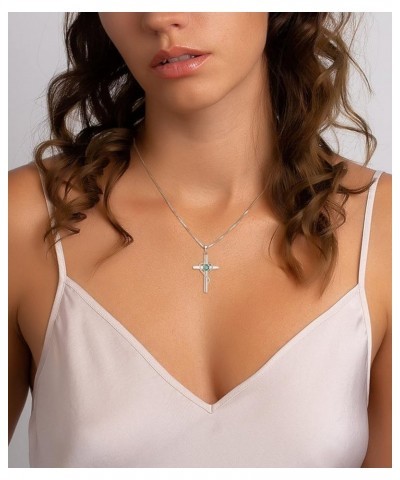 Infinity Heart Cross Necklace Sterling Silver Crucifix Pendant Gemstones Criss Jewelry for Women 05-emerald-May $24.20 Necklaces