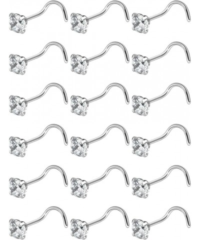 18G 20G 22G Nose Rings Studs With Cubic Zirconia 316L Surgical Steel Straight Screw L Shaped Nose Studs Piercing Jewelry for ...