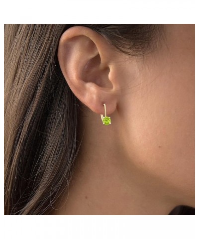 14k Gold Solid Hypoallergenic 5mm Round Genuine Birthstone Natural Gemstone Leverback Earrings Peridot Yellow Gold $54.00 Ear...