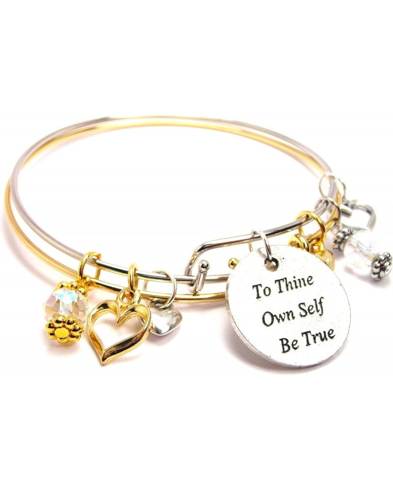 To Thine Own Self Be True Charm, Two Tone Adjustable Wire Bangle Bracelet 2 Piece Set, 7.75 $16.79 Bracelets