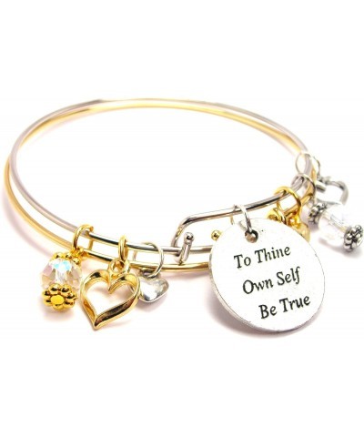 To Thine Own Self Be True Charm, Two Tone Adjustable Wire Bangle Bracelet 2 Piece Set, 7.75 $16.79 Bracelets