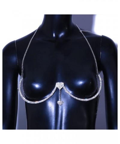 Rhinestone Crown Chest Bracket Chain Sexy Bikini Bra Beach Body Chain Lingerie Nightclub Body Jewelry for Women Heart Shape $...