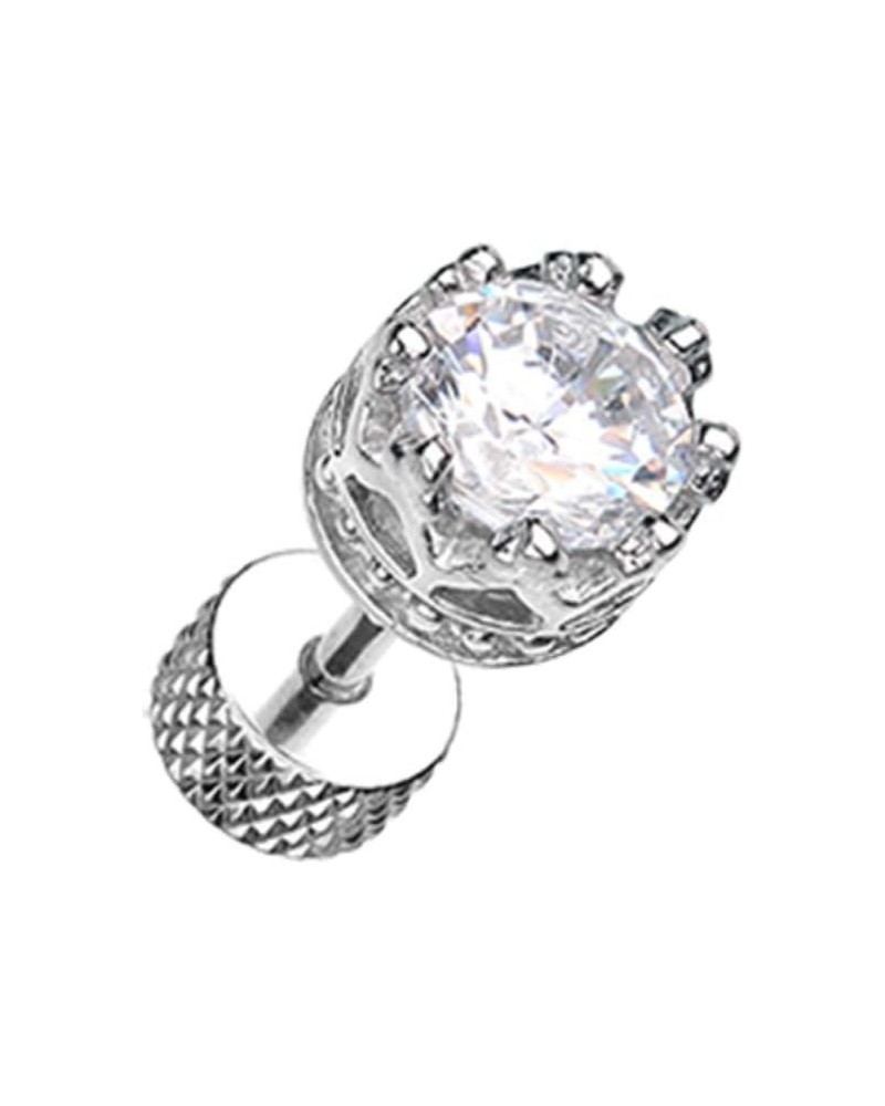 Tiara Crown Prong Sparkle Steel Fake WildKlass Plug Clear $11.75 Body Jewelry