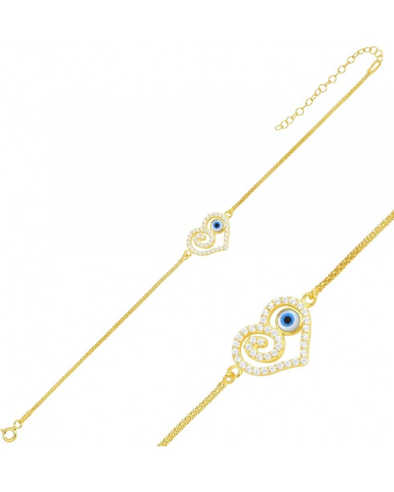 Evil Eye Necklace and Bracelet Set for Women - 925 Sterling Silver , 18K Gold plated Dainty Pendants Evil eye Necklace , Brac...