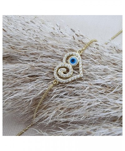 Evil Eye Necklace and Bracelet Set for Women - 925 Sterling Silver , 18K Gold plated Dainty Pendants Evil eye Necklace , Brac...