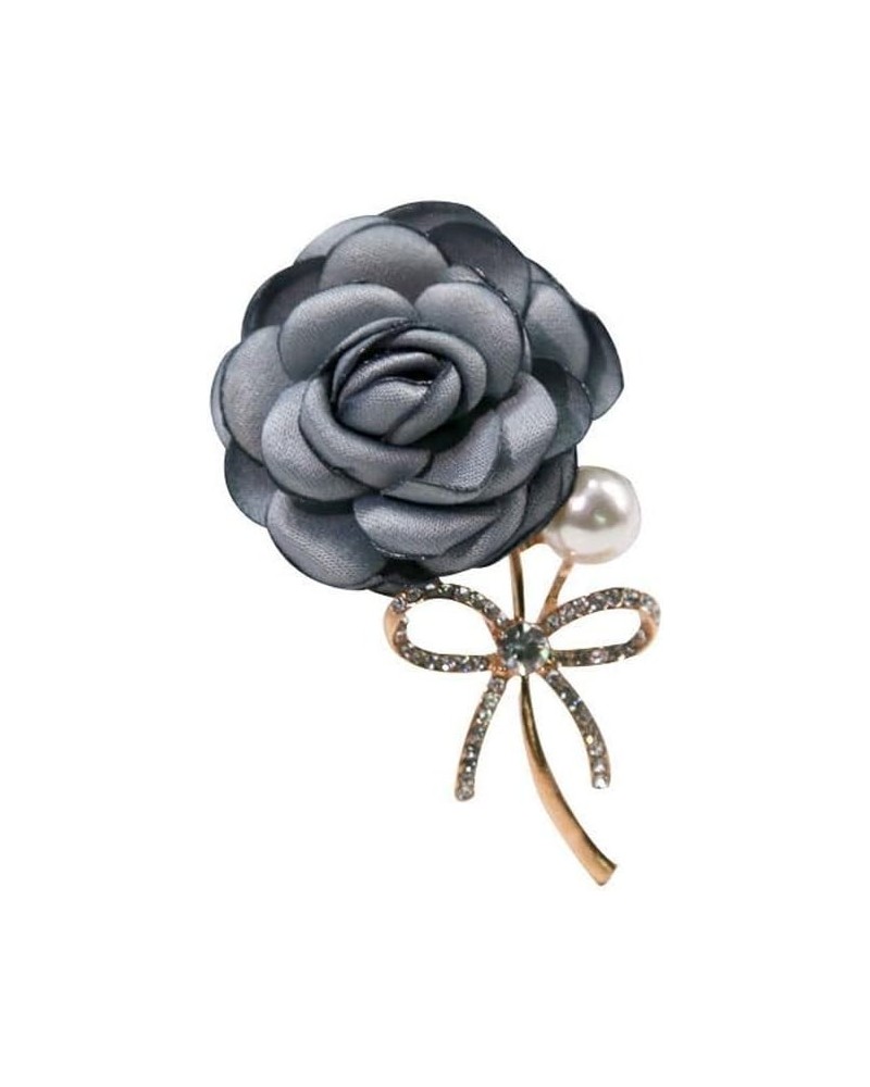 Women Brooch Oriental Niche Design Fashion Jewelry Rhinestone Sweater Pin Corsage Pearl Rose Flower Clothing Accessory(red) G...