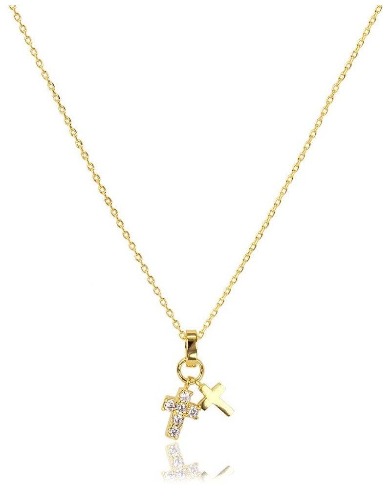 Women Teen Girls Tiny Cross Pendant Necklace for Women Simply Cross Necklace Gold Dipped Made in Korea Cross(4) - Gold $9.35 ...