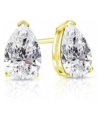 1/4 to 1 4/5 Carat Lab Grown Diamond Pear Shape Stud Earrings for Women in 14k White or Yellow Gold (E-F, VS-SI, cttw) V-End ...