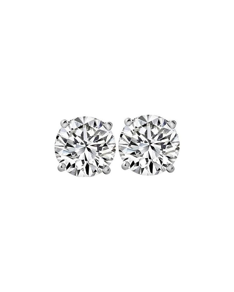 Diamond Stud Earrings 2.20 Carat IGI Certified Lab Grown Round Ideal Cut (D Color, VS1 Clarity) 14K White Gold 4 Prong Basket...