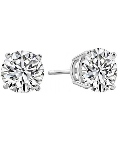 Diamond Stud Earrings 2.20 Carat IGI Certified Lab Grown Round Ideal Cut (D Color, VS1 Clarity) 14K White Gold 4 Prong Basket...