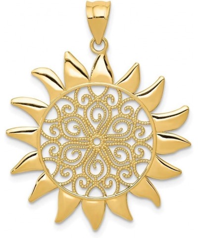 14k Yellow Gold Polished Filigree Sun Pendant Necklace Measures 30x28mm Wide Jewelry Gifts for Women $138.60 Necklaces