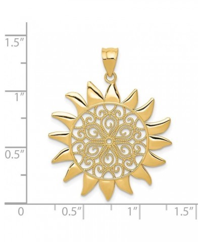 14k Yellow Gold Polished Filigree Sun Pendant Necklace Measures 30x28mm Wide Jewelry Gifts for Women $138.60 Necklaces