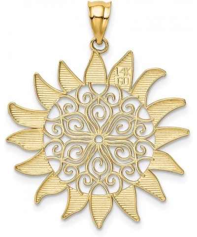 14k Yellow Gold Polished Filigree Sun Pendant Necklace Measures 30x28mm Wide Jewelry Gifts for Women $138.60 Necklaces