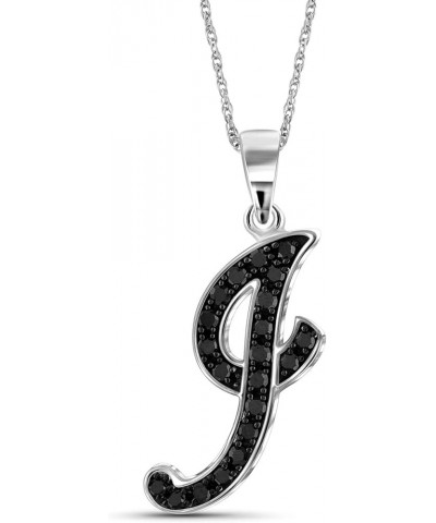 1/4 Carat Black Diamond Initial Letter Pendant Necklace for Women | .925 Sterling Silver A to Z Alphabet Monogram Necklaces f...