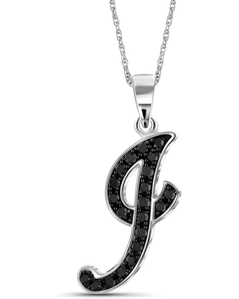 1/4 Carat Black Diamond Initial Letter Pendant Necklace for Women | .925 Sterling Silver A to Z Alphabet Monogram Necklaces f...