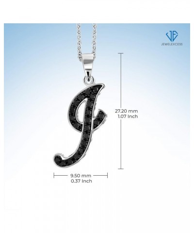 1/4 Carat Black Diamond Initial Letter Pendant Necklace for Women | .925 Sterling Silver A to Z Alphabet Monogram Necklaces f...