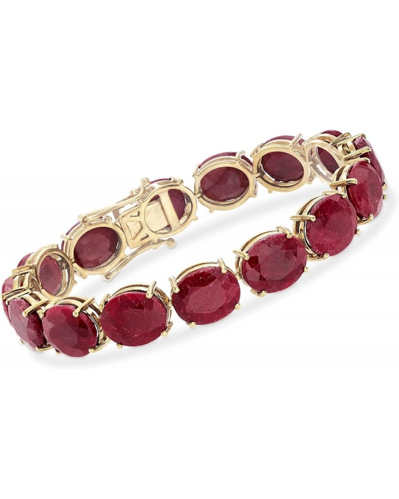 75.00 ct. t.w. Ruby Bracelet in 18kt Gold Over Sterling 7.25 Inches $156.42 Bracelets