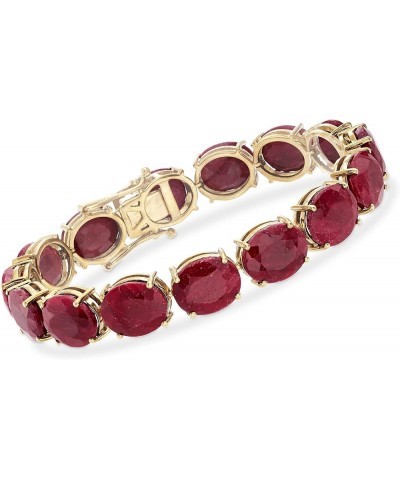 75.00 ct. t.w. Ruby Bracelet in 18kt Gold Over Sterling 7.25 Inches $156.42 Bracelets