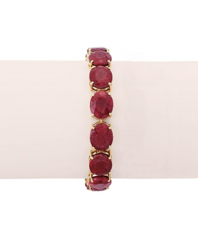 75.00 ct. t.w. Ruby Bracelet in 18kt Gold Over Sterling 7.25 Inches $156.42 Bracelets