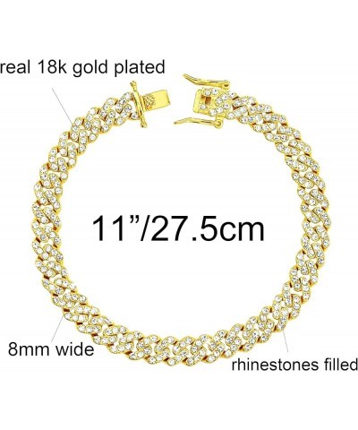 Cuban Link Anklet Bracelet for Women Men Teen Girls Boys, Hip-hop 18K Gold/White Gold Plated Iced Out Rhinestones Filled Chai...