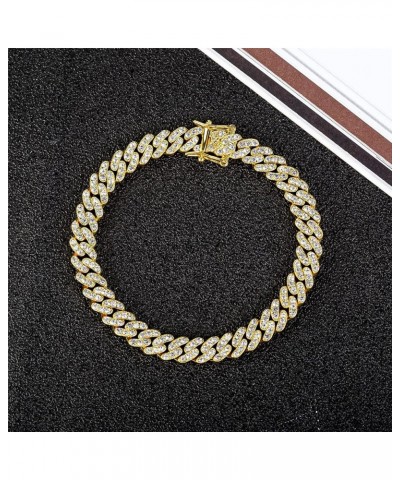 Cuban Link Anklet Bracelet for Women Men Teen Girls Boys, Hip-hop 18K Gold/White Gold Plated Iced Out Rhinestones Filled Chai...