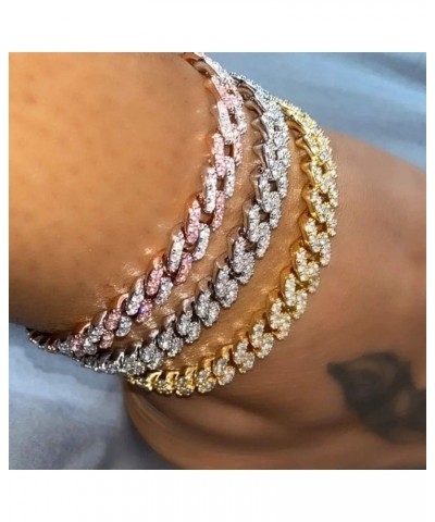 Cuban Link Anklet Bracelet for Women Men Teen Girls Boys, Hip-hop 18K Gold/White Gold Plated Iced Out Rhinestones Filled Chai...