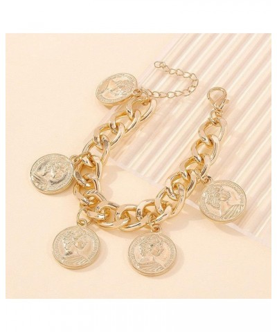 Bracelets Women Gold Color Cuban Chain Thick Punk Retro Charm Wristband $5.60 Bracelets