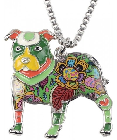 Love Heart Enamel Zinc Alloy Metal Pit Bull Buster Dog Necklace Dog Animal Jewelry pendant 18” Green $9.51 Necklaces