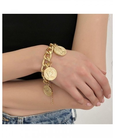 Bracelets Women Gold Color Cuban Chain Thick Punk Retro Charm Wristband $5.60 Bracelets