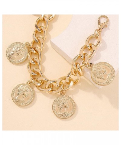 Bracelets Women Gold Color Cuban Chain Thick Punk Retro Charm Wristband $5.60 Bracelets