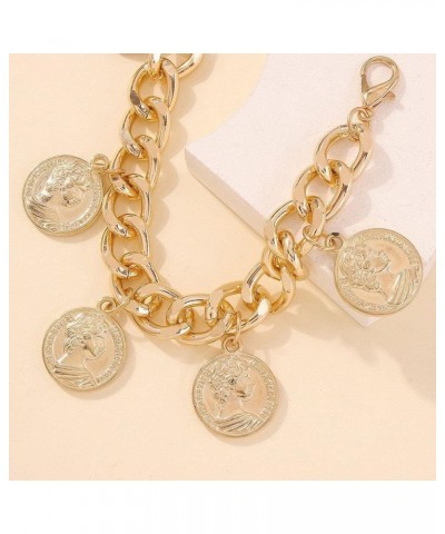 Bracelets Women Gold Color Cuban Chain Thick Punk Retro Charm Wristband $5.60 Bracelets