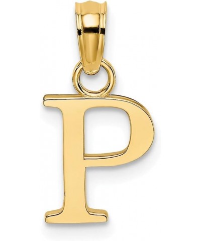 14k Gold Block Letter Name Personalized Monogram Initial High Polish Charm Pendant Necklace Jewelry Gifts for Women Initial: ...