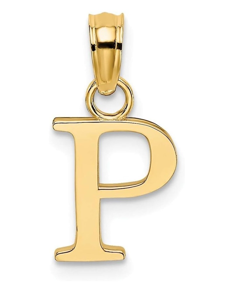 14k Gold Block Letter Name Personalized Monogram Initial High Polish Charm Pendant Necklace Jewelry Gifts for Women Initial: ...