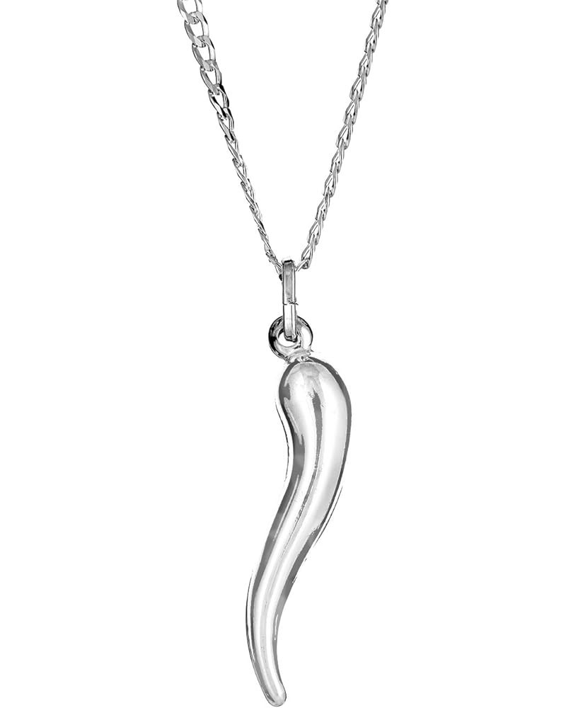 Sterling Silver Large Italian Horn Curb Chain Necklace (22 or 24 Inches) 24.0 Inches $23.00 Necklaces