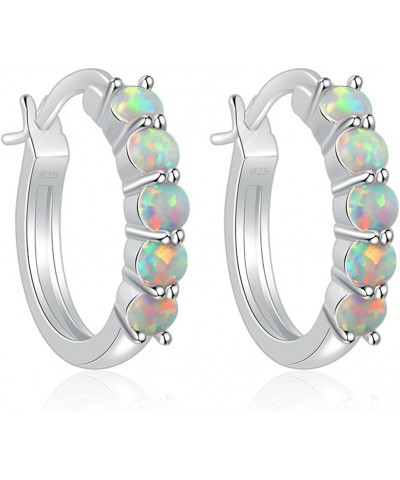 Small Hoop Earrings for Women Sterling Silver or Rose Gold Plated Opal Hypoallergenic Earrings Gemstone Huggie Hoop Earrings ...