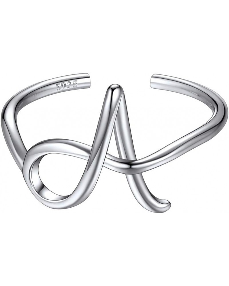 Personalized 925 Sterling Silver Initial Letter Ring A-Z Stackable Ring Adjustable Size 6-11(with Gift Box) Initial Ring a $1...