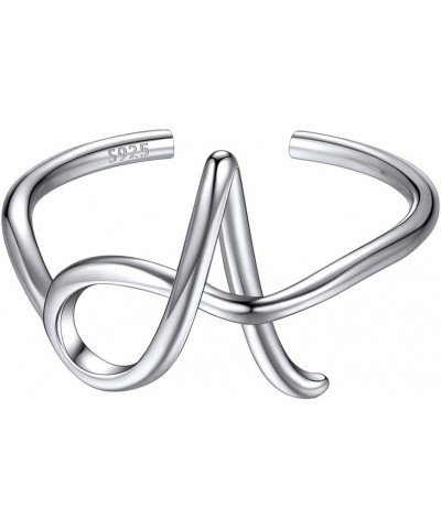 Personalized 925 Sterling Silver Initial Letter Ring A-Z Stackable Ring Adjustable Size 6-11(with Gift Box) Initial Ring a $1...