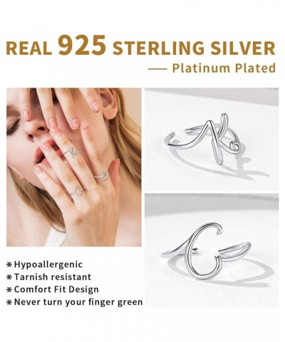 Personalized 925 Sterling Silver Initial Letter Ring A-Z Stackable Ring Adjustable Size 6-11(with Gift Box) Initial Ring a $1...