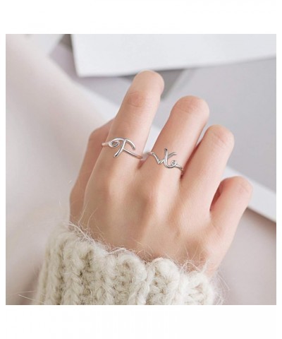 Personalized 925 Sterling Silver Initial Letter Ring A-Z Stackable Ring Adjustable Size 6-11(with Gift Box) Initial Ring a $1...