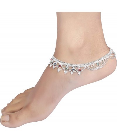 Ethnic CZ Stone Anklet Bracelet Pair Indian Wedding Foot Payal Jewelry Payal for Women, Girl Design-70 $16.52 Anklets