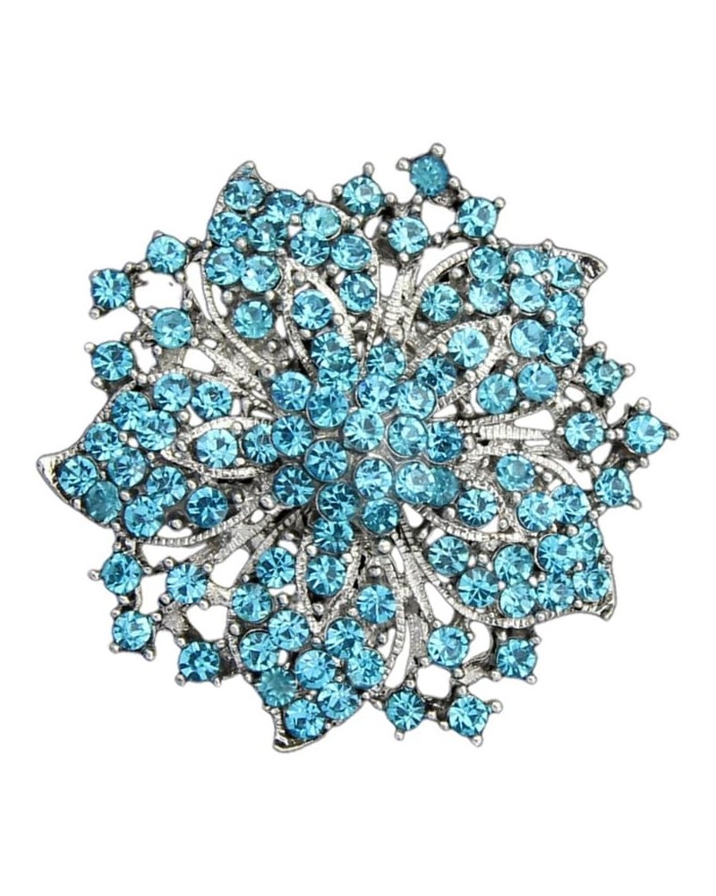 Fashion Jewelry Beautiful Silver Plated Rhinestone Crystal Brooch Pin for Woman blue $8.78 Brooches & Pins