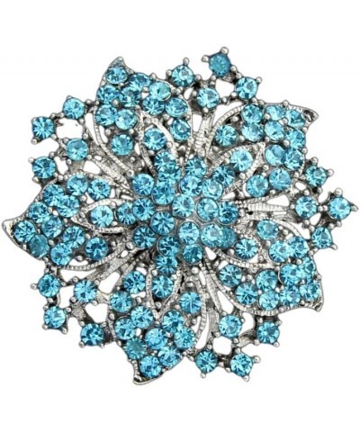 Fashion Jewelry Beautiful Silver Plated Rhinestone Crystal Brooch Pin for Woman blue $8.78 Brooches & Pins