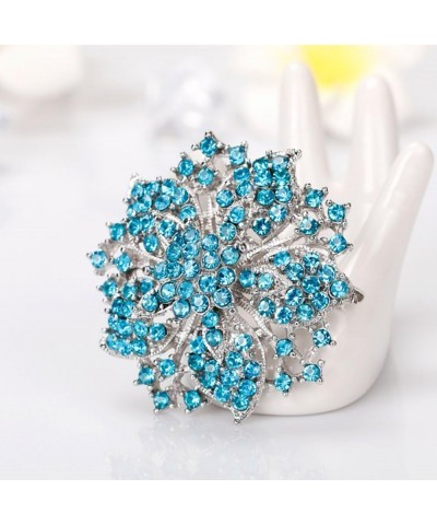 Fashion Jewelry Beautiful Silver Plated Rhinestone Crystal Brooch Pin for Woman blue $8.78 Brooches & Pins