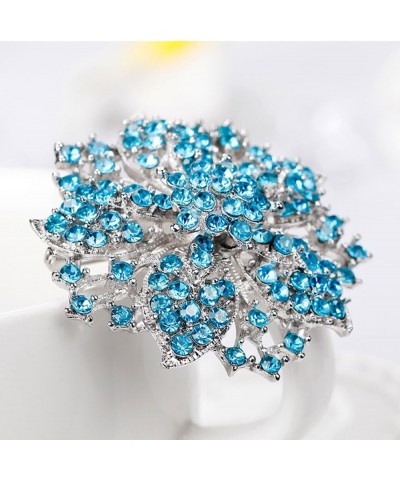 Fashion Jewelry Beautiful Silver Plated Rhinestone Crystal Brooch Pin for Woman blue $8.78 Brooches & Pins