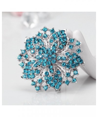 Fashion Jewelry Beautiful Silver Plated Rhinestone Crystal Brooch Pin for Woman blue $8.78 Brooches & Pins