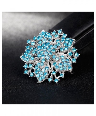 Fashion Jewelry Beautiful Silver Plated Rhinestone Crystal Brooch Pin for Woman blue $8.78 Brooches & Pins