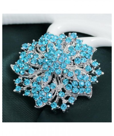 Fashion Jewelry Beautiful Silver Plated Rhinestone Crystal Brooch Pin for Woman blue $8.78 Brooches & Pins